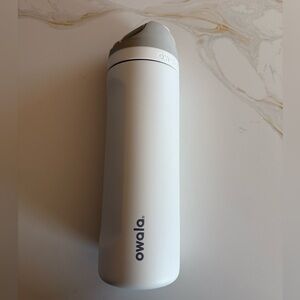 Owala Gray and White Insulated Water Bottle, 24 ounces